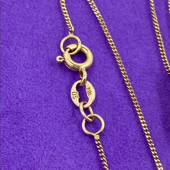 💛 Vintage 10k Gold with Blue Topaz & Diamond Pendant Necklace - Picture 3 of 6